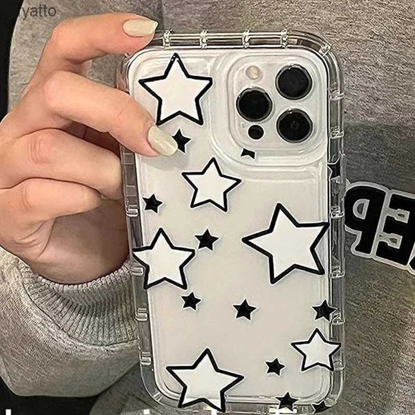 Bolsas de telefone celular Black White Star Soft Clear Case para Pro Max Max Capa à prova de choque CoqueH240307