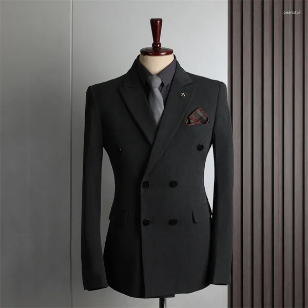 Ternos masculinos feitos pelo cliente roupas masculinas casuais moda negócios blazer jaqueta para terno duplo breasted casaco roupas masculinas