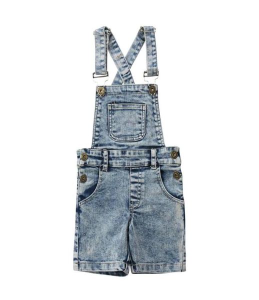 Macacões moda criança crianças bebê meninos meninas denim bib calças macacão jean outfits sem mangas shorts macacão verão 6590503