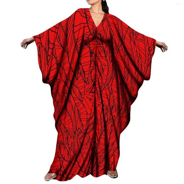 Partykleider Vintage Ethnische Lose Kaftan Kleid Polynesisch Samoan Tribal Schmetterlingsärmel Lange Große Leute Ponchos Für Frauen