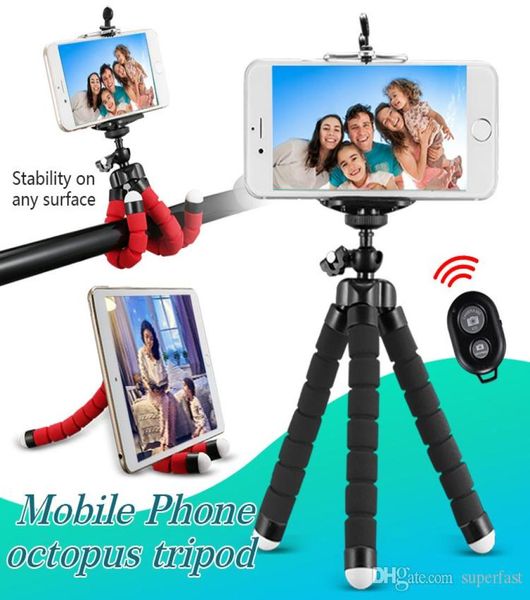 Supporto flessibile per treppiede per polipo Supporto universale per telefono cellulare Fotocamera per auto Selfie Monopiede con telecomando Bluetooth Shutte1323646