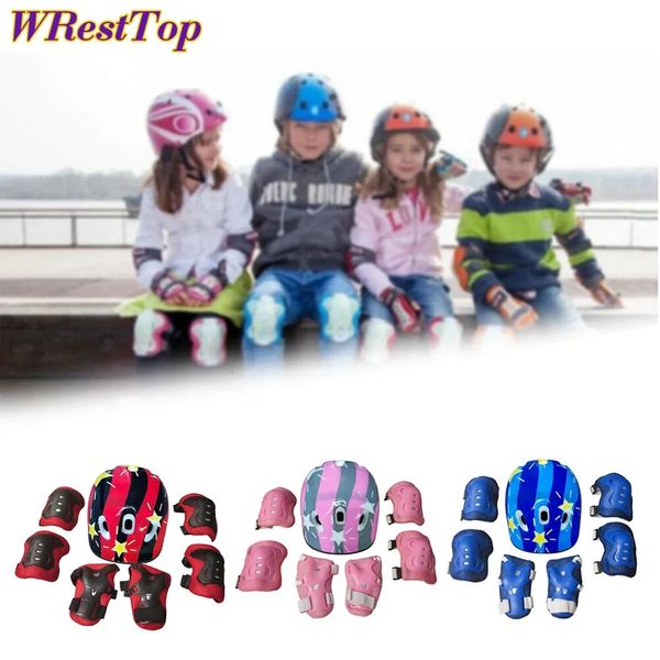 7 pçs/set crianças bicicleta capacete almofada conjunto cotovelo joelho almofadas de pulso equipamentos de proteção para skate patinação ciclismo scooter esportes 240227