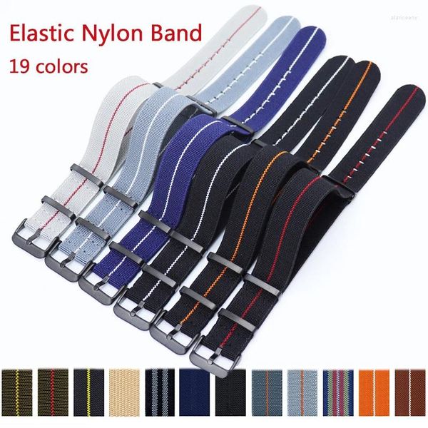 Bandas de relógio Zulu Nylon Strap 18/20/22mm Elástico Tropas Francesas Parachute Band Fivela de Aço Inoxidável Homens Mulheres Substituir Pulseira