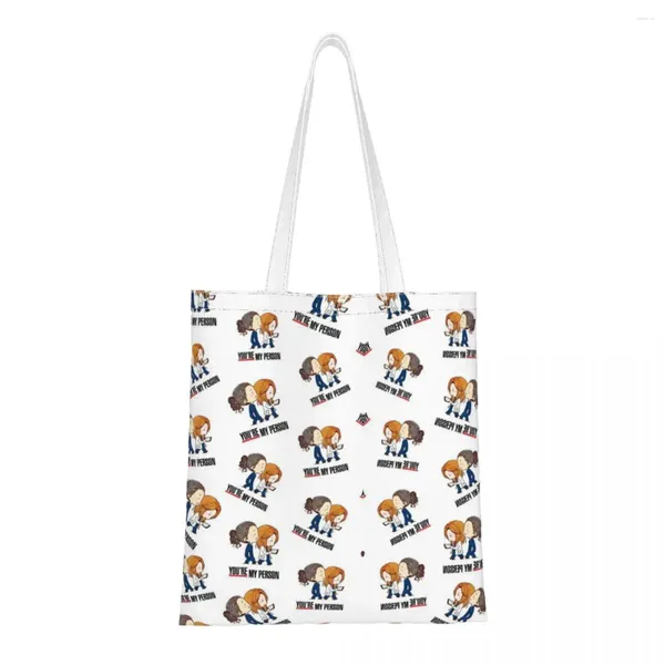 Einkaufstaschen „Grey's Anatomy“ Schultertasche, weiblich, Öko-Tasche, ästhetische TV-Show, Cartoon, hohe Kapazität, Tragetasche aus Segeltuch