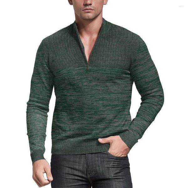 Мужские свитера, пуловеры, одежда на молнии 1/4 с воротником-стойкой, повседневная теплая флисовая вязаная толстовка, топы, мужской трикотаж