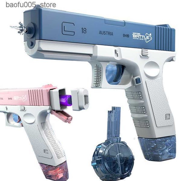 Areia Jogar Água Divertida Arma Brinquedos Pistola de Água Elétrica Brinquedo Explosão Crianças de Alta Pressão Forte Carregamento Energia Bared Água Automática Spray de Água Glock 230704 Q240307