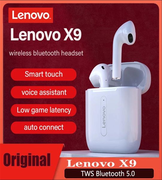 Lenovo X9 Беспроводные Bluetooth-наушники V50 Наушники с сенсорным управлением Стерео HD для разговора с аккумулятором 300 мАч Микрофонная гарнитура5972409