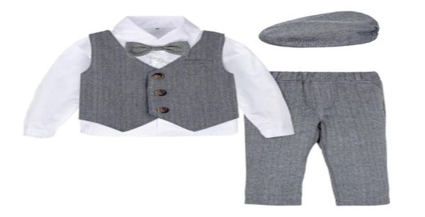 Baby Taufe formaler Anzug Kind Blazer Kleinkind Gentleman Tuxedo Outfit Hochzeit Geburtstagsgeschenk Winter Langarm Kleidung Set 4pcs9584830