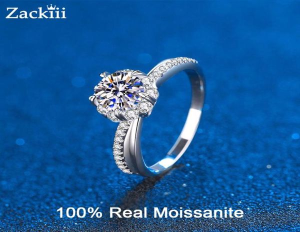 Anel de noivado com diamante halo de 10 quilates, haste dividida, flor, aliança de casamento para mulheres, joias de prata esterlina 2208139275444