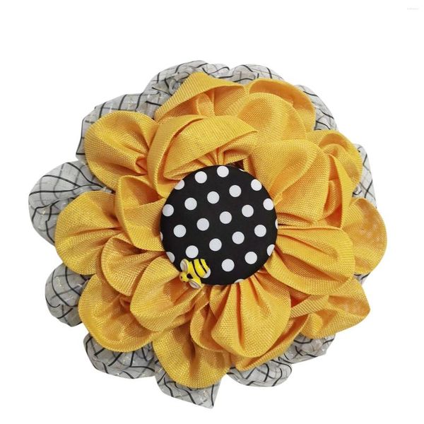 Fiori decorativi 1 pz Simulazione Ape Corona di girasole Ghirlanda artificiale appesa sopra la decorazione dei pendenti a parete della porta del camino