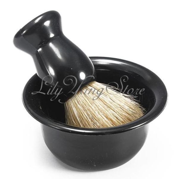 Masculino 4 em 1 tigela cromada escova saboneteira suporte barbear navalha kit de limpeza de barba set6946422