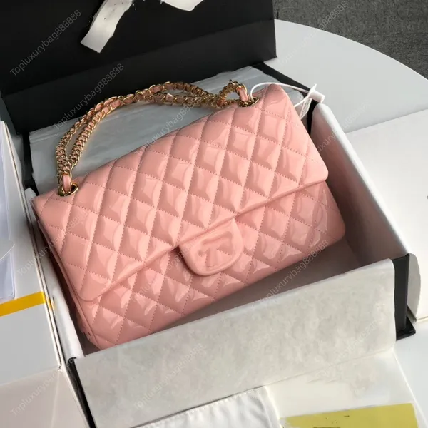 10A bolsas de grife crossbody de alta qualidade bolsa de aba clássica 25cm bolsa de sela bolsa de corrente de superfície brilhante bolsa de ombro diamante treliça rosa bolsas para mulheres com caixa