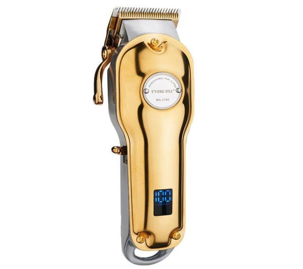 Allcd display 2500 mah máquina de cortar cabelo dos homens grande bateria todo o corpo metal qualidade elétrica barbeiro salão ouro potência cabelo clipper5604737