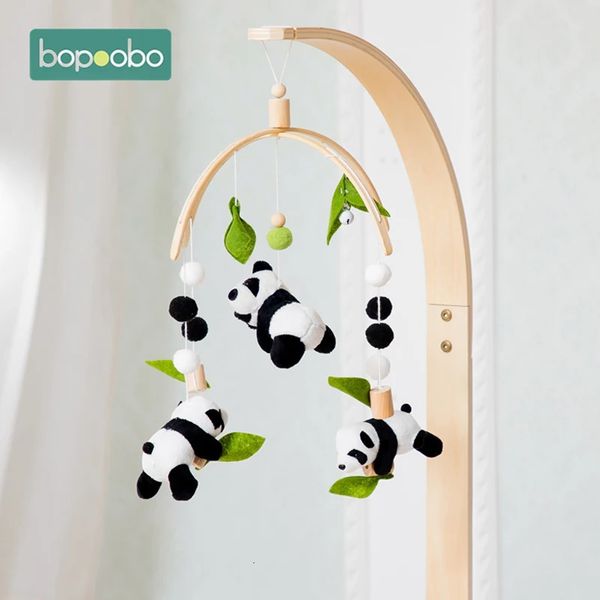 born Panda Bambusblatt Bettglocke Spielzeug 012 Monate für Babybett Holz Mobile Kleinkind Karussell Kinderbett Kind Musikspielzeug Geschenk 240223