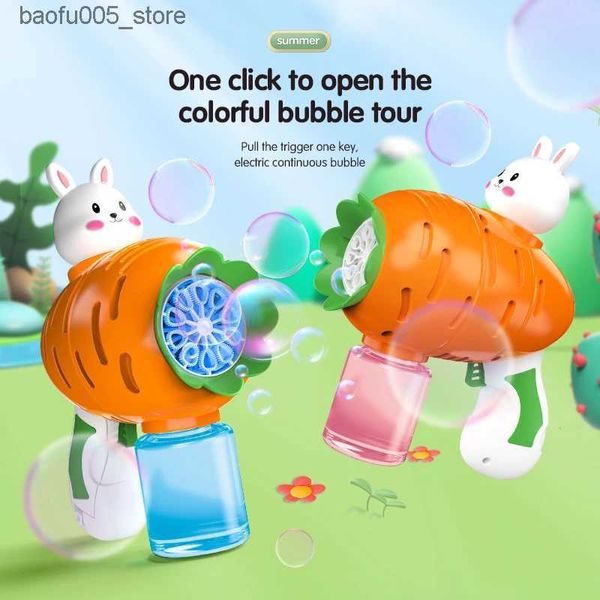 Novidade Jogos Bebê Banho Brinquedos Bubble Gun Brinquedo Infantil 12 Buracos Máquina de Bolha Totalmente Automática Coelho Bubble Gun Brinquedo Jogo de Festa de Casamento Presente Infantil Q240307