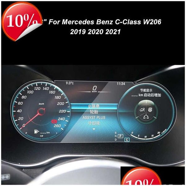 Outros acessórios interiores Novo para Benz Classe C W206 -2021 12.3 Painel de painel Tela de vidro temperado Película protetora Acessórios interiores Drop Dhcmt