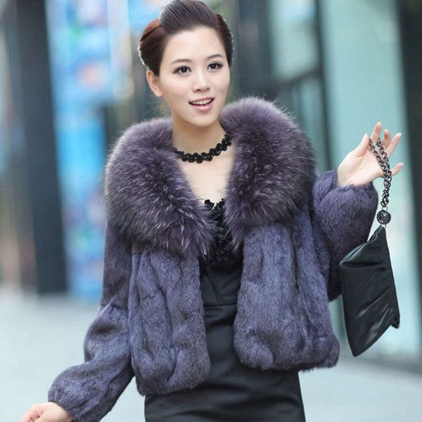 Новое женское короткое кожаное пальто из кролика Haining с воротником из меха енота, корейская версия, маленького роста, натуральный мех, с длинными рукавами для похудения 303778