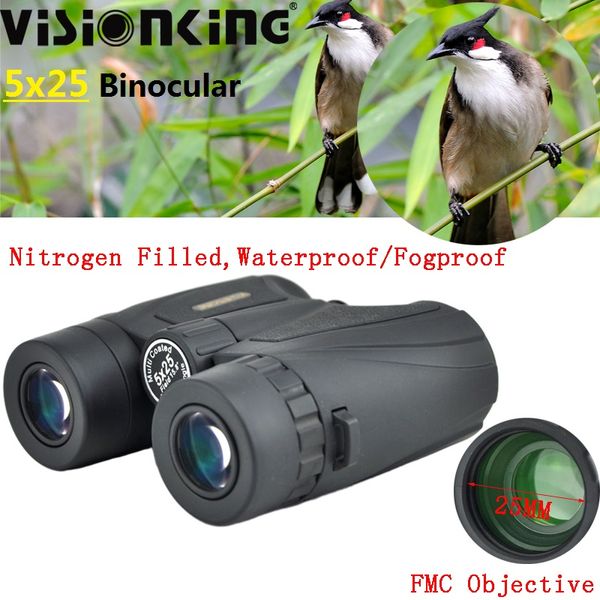 Visionking 5x25 Dachkant-Fernglas, Extral-Weitwinkel-Optik, mit Stickstoff gefüllt, wasserdicht, beschlagfrei, FMC für Sport, Theater, Rennen, Konzert, Rennteleskop