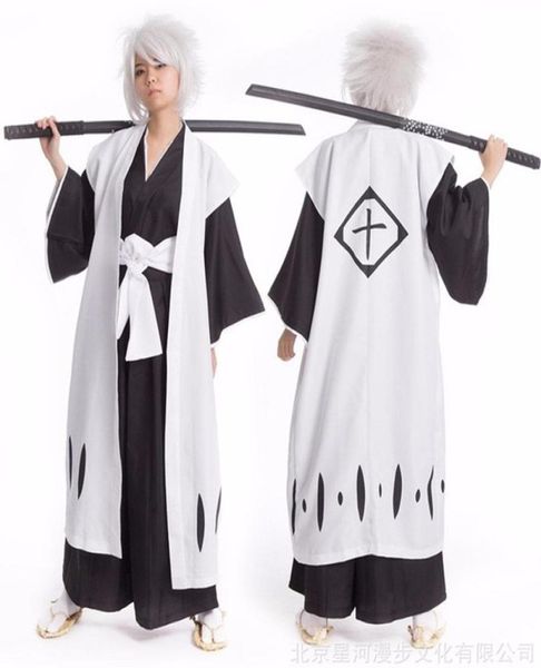 Costume a tema Anime Bleach Costume Cosplay Kyouraku Shunsui Kenpachi Zaraki Mantello bianco Cappotto Capitano Mantello No Kimono nero1234101