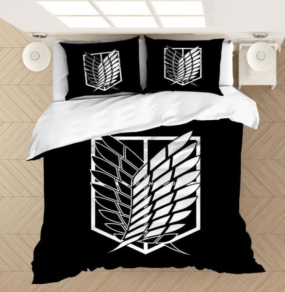 Anime ataque em titã 3d impresso conjunto de cama capas edredão fronhas consolador conjunto roupa cama linho NO folha C10183671719