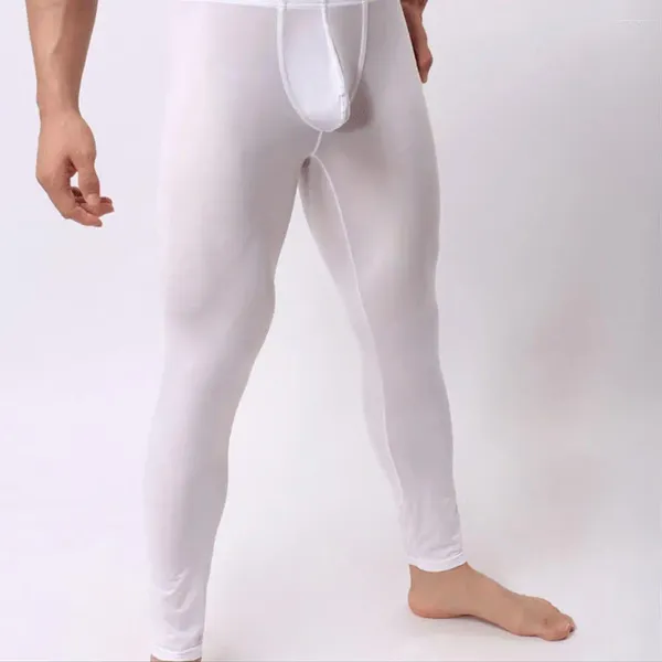 Herrenhose, eng anliegende Herrenhose, dünn, ultradünn, U-Beutel, hohe Elastizität, lange Unterhosen, Leggings, weich, mittlere Taille für Zuhause