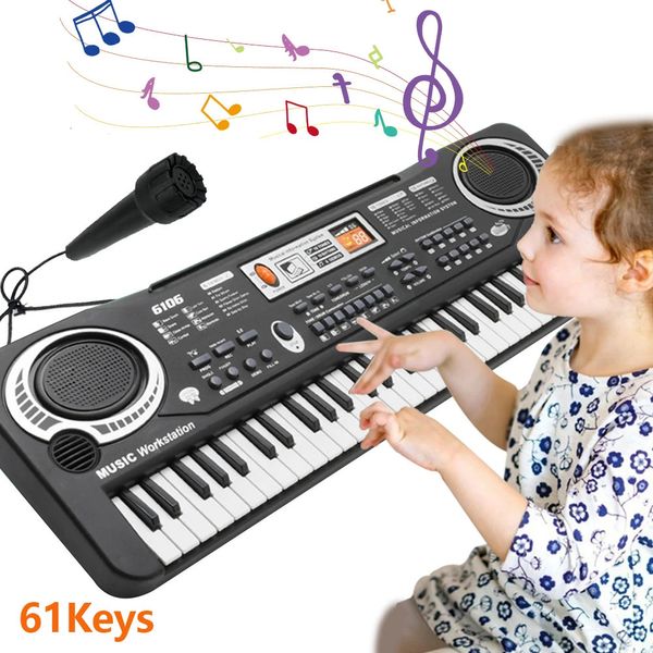 Çocuklar Elektronik Piyano Klavye Taşınabilir 61 Anahtar Mikrofon Eğitim Oyuncakları ile Organ, Çocuk Başlangıçları için Müzik Enstrüman Hediyesi 240226