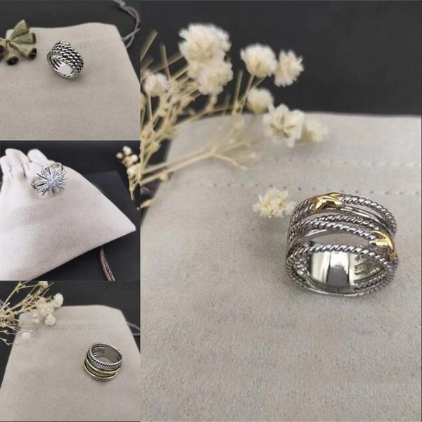 Nuovo anello di design gioielli per donna anello di lusso con cavo grande anello di design placcato in oro con diamanti per uomo scintillante scintilla bijoux de luxe zh147 E4
