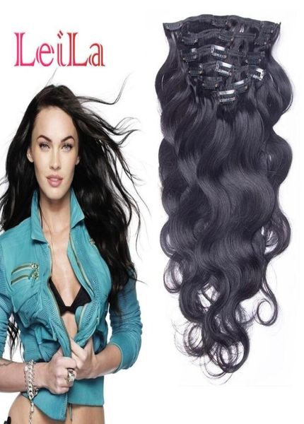 Extensões de cabelo brasileiro ondulado, clipe em cabelo humano 100120g tece 10 peças conjunto de cabeça inteira leilabeautyhair7163569