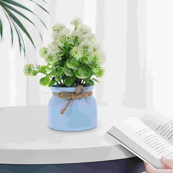 Flores decorativas realistas falso bonsai flor em vaso artificial pequena planta falsa em vaso decoração para escritório doméstico