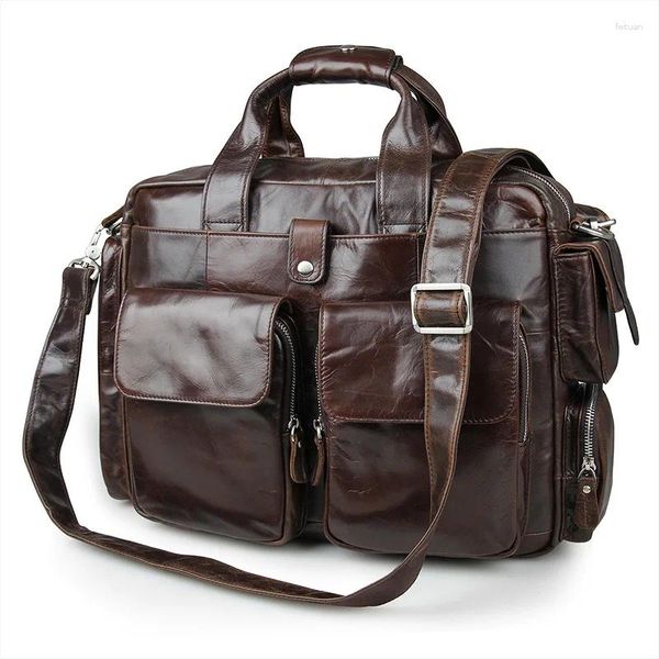 Tasche Nesitu Highend A4 Vintage Top Grain Echtes Leder Executive Herren Aktentasche Portfolio 14'' Laptop Messenger M7219