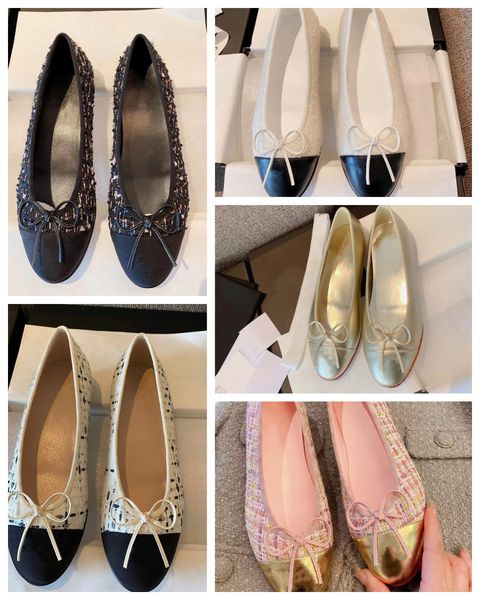 Moda de luxo sapatilhas sapatos clássicos femininos básicos de couro tweed pano de duas cores costura arco cabeça redonda sapatos casuais tênis femininos nus sapatos de pescador