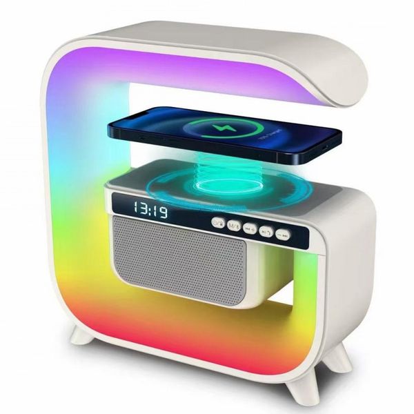 Retro bunte G3 4 IN 1 Uhr Blue Tooth 5W LED Wireless 15W Ladestation Lampe Licht Lautsprecher mit Uhr und Alarm