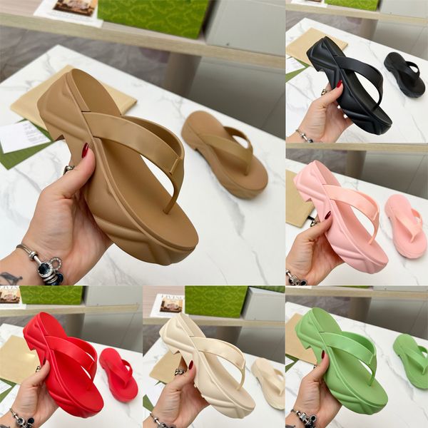 Designer-Sandalen, Damen-Hausschuhe, Plateauschuhe, Sommer-Slides, Luxus-Mode, Gummi-Flip-Flops, Slider, wasserdicht, sexy Party, dicker Absatz, 5,2 cm, Pantoufle-Claquette