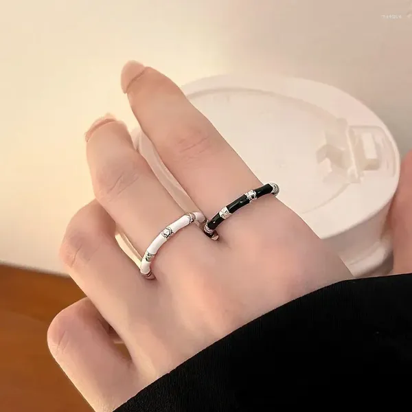 Cluster Ringe 925 Sterling Silber Ring Für Frauen Mädchen Geschenk Dropwise Glasur Bambus Joint Hip Hop Retro Geometrie Mode Schmuck drop