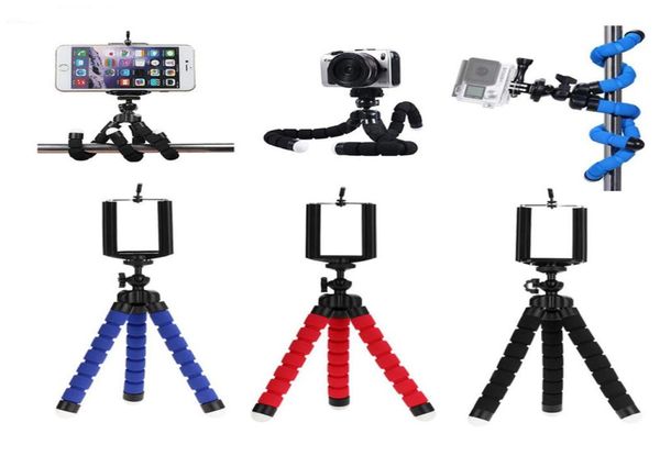 3 col tripé flexível titular para celular câmera do carro universal mini polvo esponja suporte selfie monopé montagem com clipe 6828976