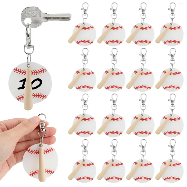 Schlüsselanhänger 18 Stück Sport Outdoor Miniatur für DIY Exquisite Neuheit Praktische Handtasche Holzstäbchen Baseball Schlüsselanhänger Lustige Kinder