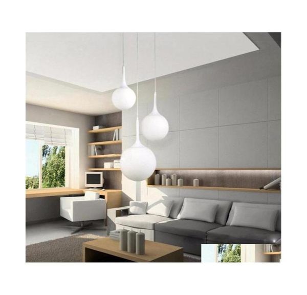 Pendelleuchten Loft Einfache Milchweiß Glaskugel Licht Led E27 Moderne Hängelampe mit 6 Größen für Wohnzimmer Schlafzimmer Lobby El Sho6686517