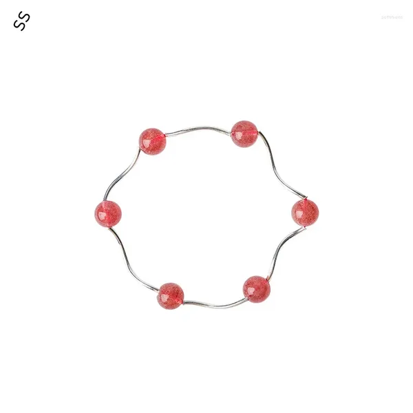 Charme Armbänder Natürliche Rosa Erdbeere Quarz Armband Für Süße Mädchen ChainLink Kristall Hand Ornament Zubehör Mode Licht Luxus