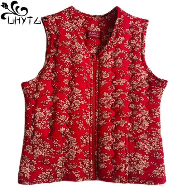 Gilet UHYTGF All'ingrosso 5XL Gilet Donna Double Sided Fleece Casual Caldo Autunno Inverno Gilet Giacca Donna Cappotto senza maniche in cotone 118