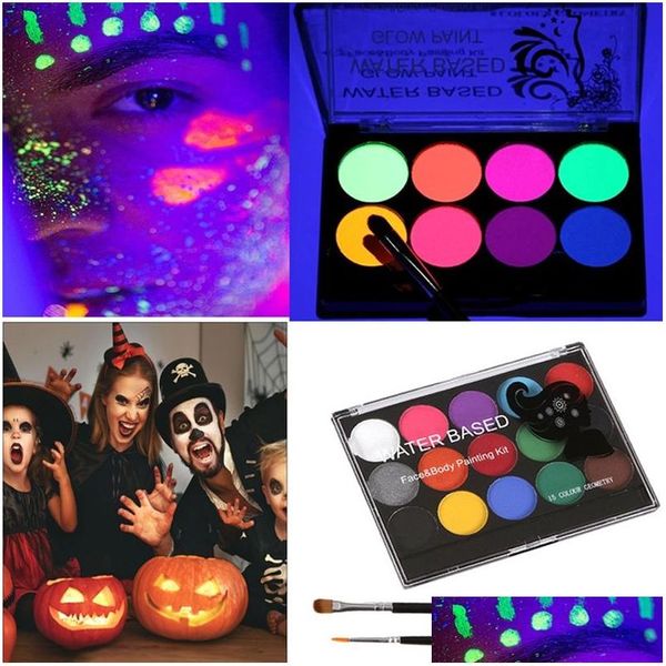 Colori per il corpo Uv 8 15 Colorf Solubile in acqua Non tossico e lavabile Halloween Club Trucco per bambini pubblicitari 230801 Consegna a goccia Dheic