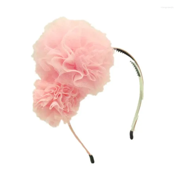 Acessórios de cabelo Atacado Crianças Crianças Grande Tull Pomp Flower Hairbands Festa de Casamento Bandas Moda Hairband