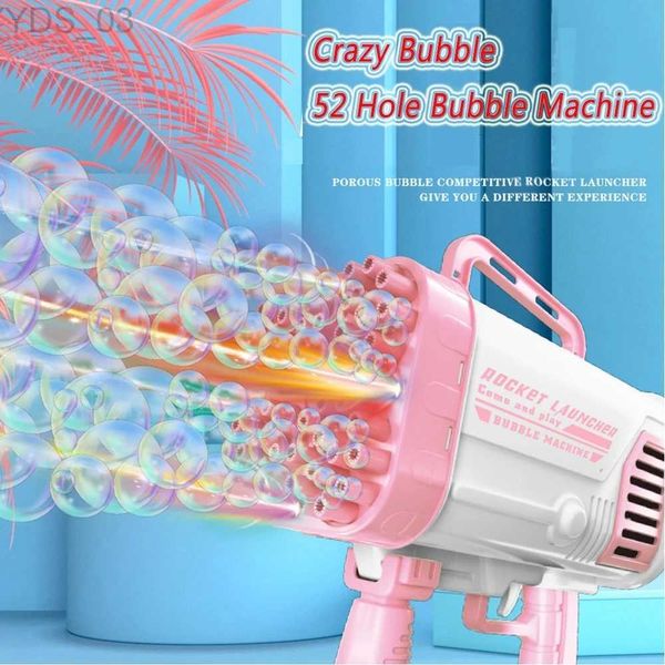 Gun Toys 2021 Hot Kids Gatling Bubble Gun Игрушка 44-луночная зарядка Электрическая автоматическая машина для пузырей Лето Открытый Мыло Вода Детские игрушки YQ240307