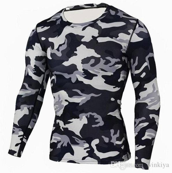 Neue Camouflage Military T Shirt Bodybuilding Strumpfhosen Fitness Männer Quick Dry Camo Langarm T-shirts Crossfit Kompression Shirt3543094