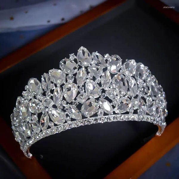 Fermagli per capelli KMVEXO Splendida grande principessa Corona spettacolo diadema gioielli da sposa copricapo da sposa regina copricapo donna tiara fascia