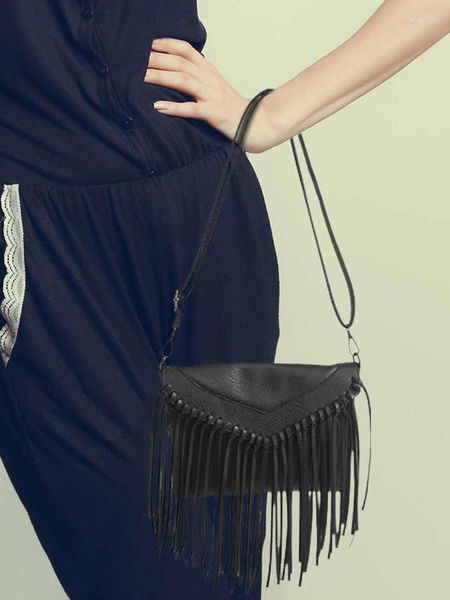 Сумки на плечо, женская сумка через плечо с кисточками, регулируемый ремешок, сумка-тоут из искусственной кожи, универсальная стильная сумка-конверт с бахромой для девочек