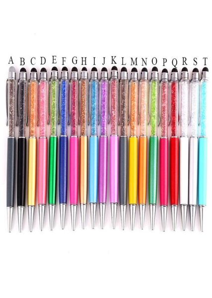 Bling bling 2 em 1 caneta stylus de diamante de cristal fino e canetas esferográficas de tinta preta canetas de cristal para tela de toque capacitiva 3533027