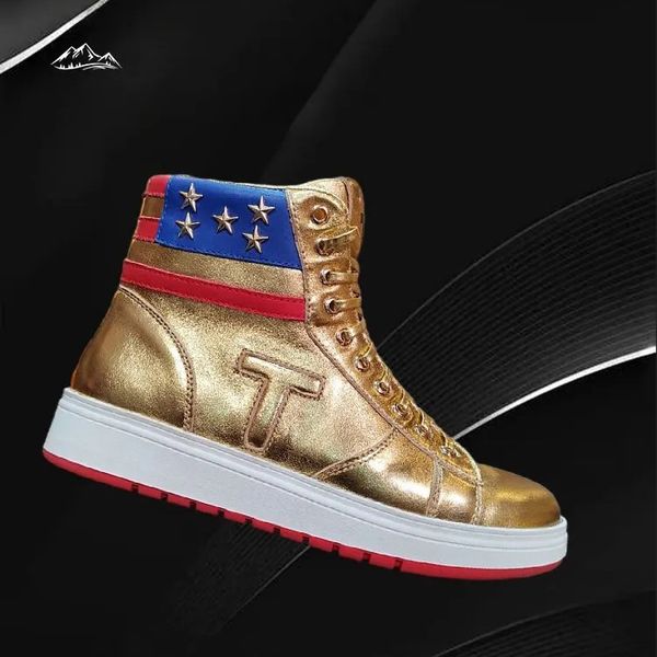 Trump-Sneaker, Freizeitschuhe, niemals aufgeben, Basketballschuh, Herren-Tennisschuh, Luxus-Designer, Outdoo-Mode, echtes Leder, Trumpf, Damen, Gold, Sporttrainer, Mädchen