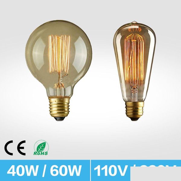 Led-lampen Brelong E27 Dimmen St64 40W Retro Edison Wolfram Licht BB Transparent Glas Glühlampen Eichhörnchen Käfig Design ac220V Ac110 Dhl4X