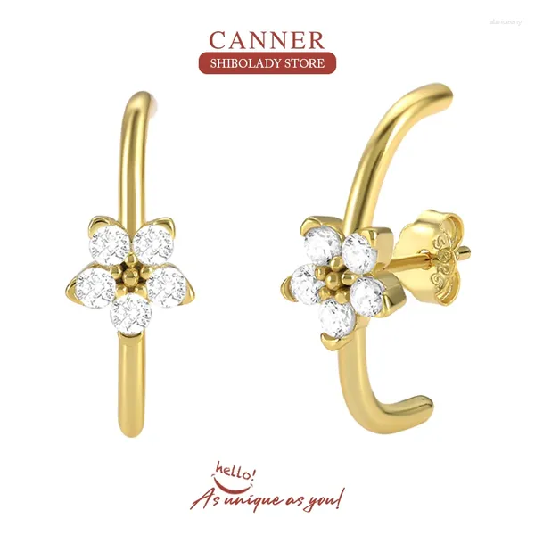 Ohrstecker CANNER Blume Diamant Silber 925 Ohrring für Frauen Knorpel Piercing 18K Gold Hochzeit Party 2024 Trend