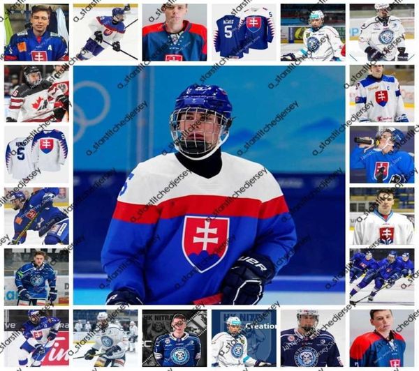 College Hockey indossa Simon Nemec Maglia da hockey su ghiaccio Custom Vintage Slovacco Extraliga HK Hokejovy Klub Nitra Maglia 2021 IIHF World C8678444